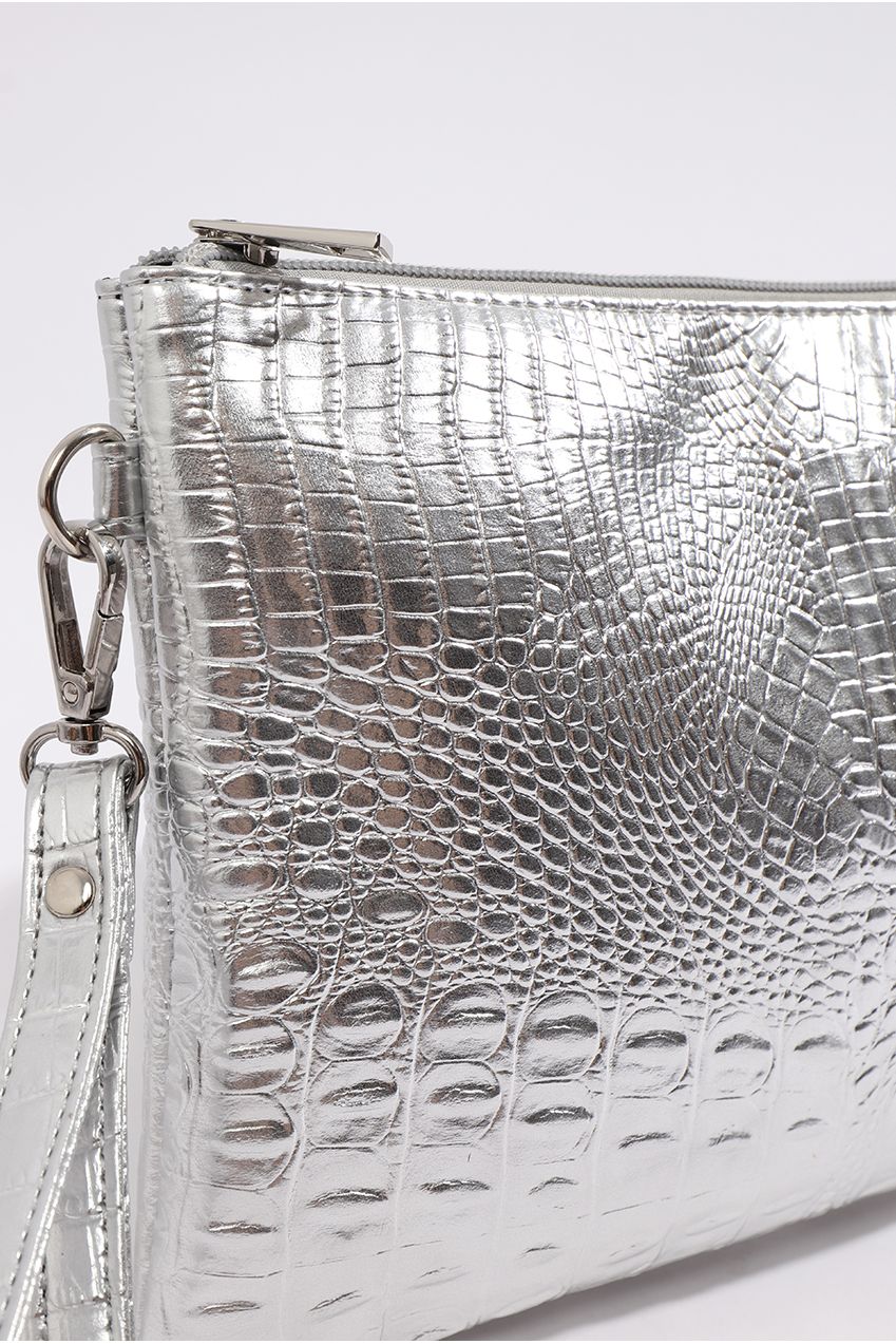 Reagan Clutch Bag - Silver REA011-MET002