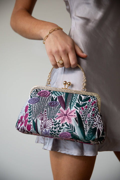 Floral Embroidered Clutch Bag by SVNX
