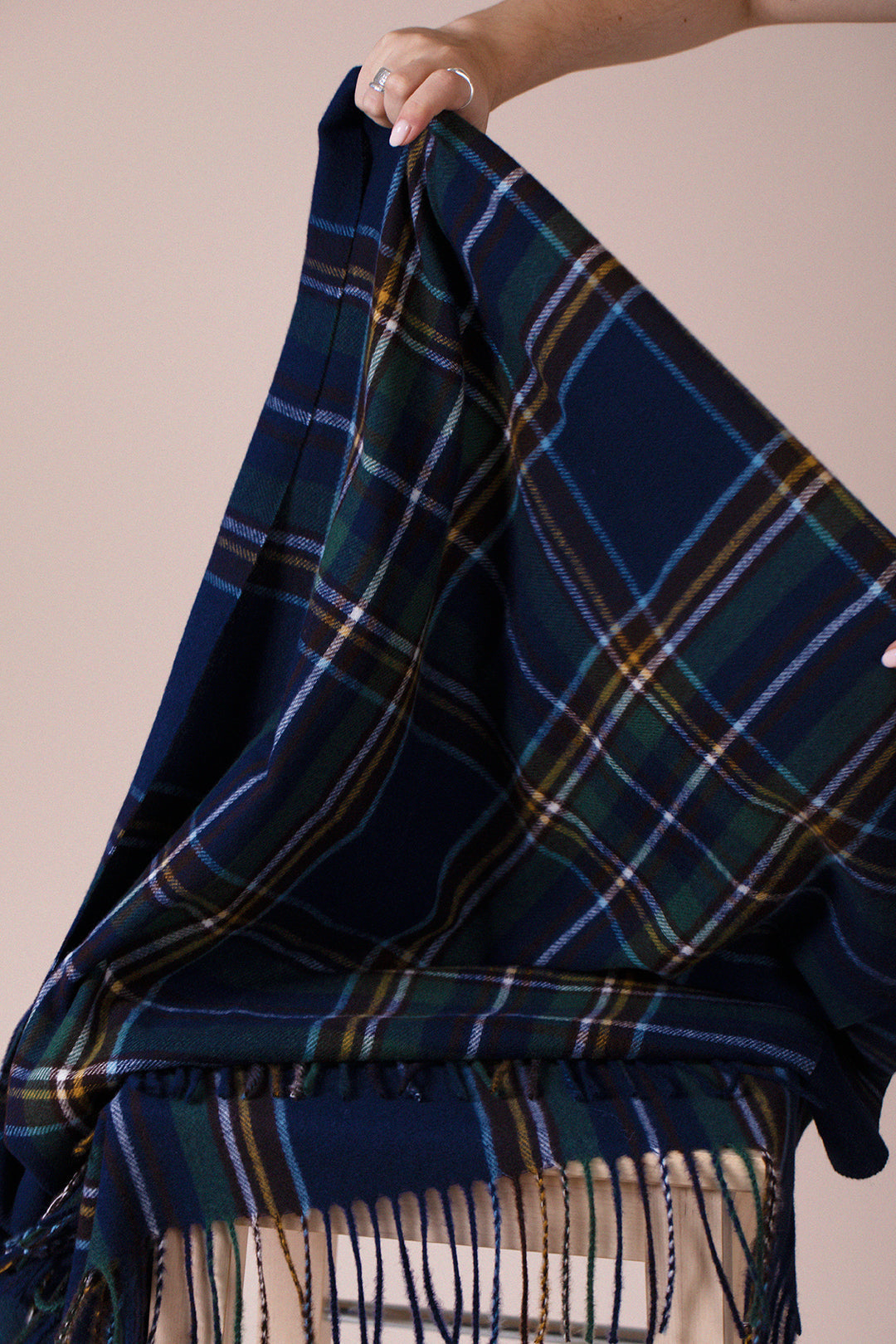 Tartan Print Scarf In Navy SC250215