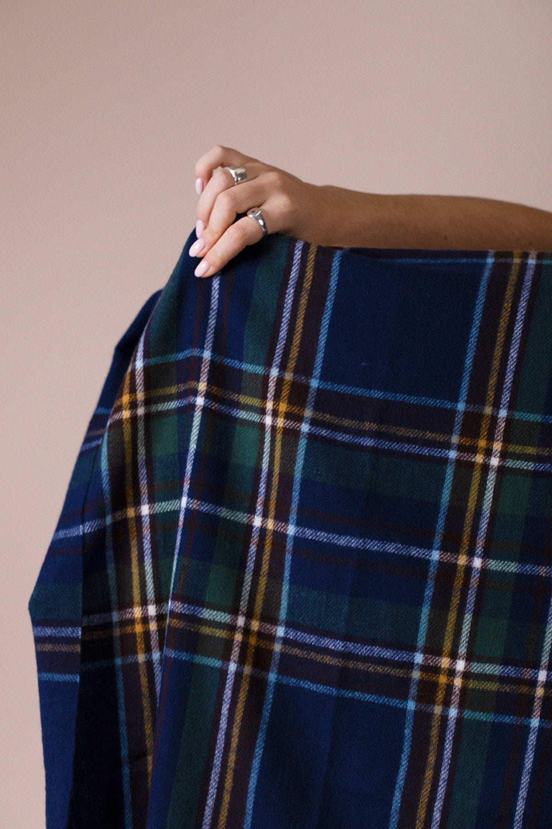 Tartan Print Scarf In Navy SC250215
