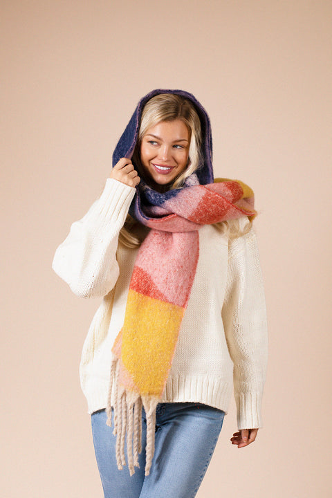 Chunky Scarf In Pink Yellow by SVNX
