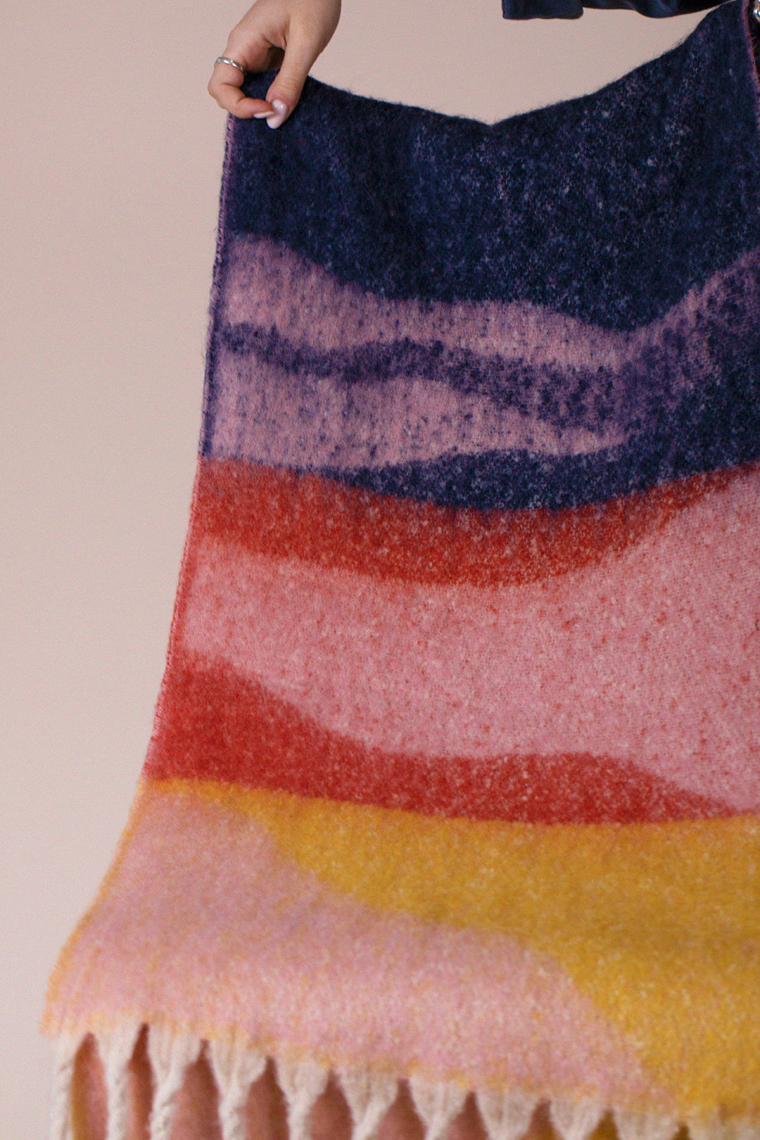 Chunky Scarf In Pink Yellow SC250309