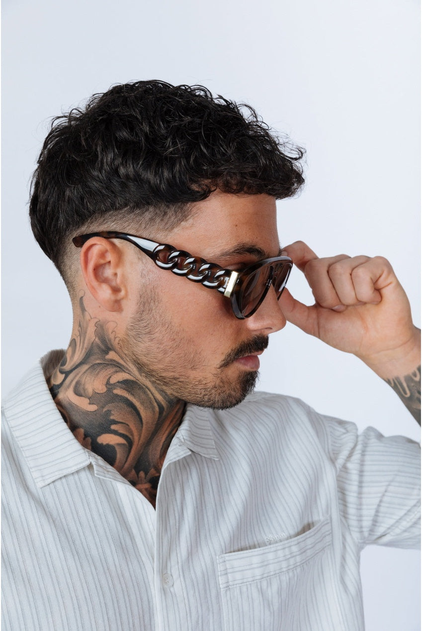 Chunky Aviator Sunglasses In Orange SG2500405
