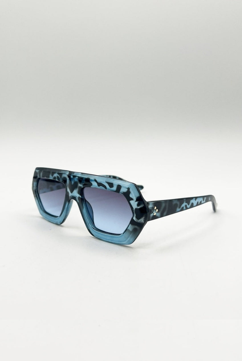 Cross-Border Flat Sunglasses In Blue Leopard SG2500620