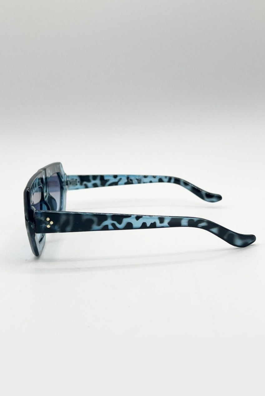 Cross-Border Flat Sunglasses In Blue Leopard SG2500620