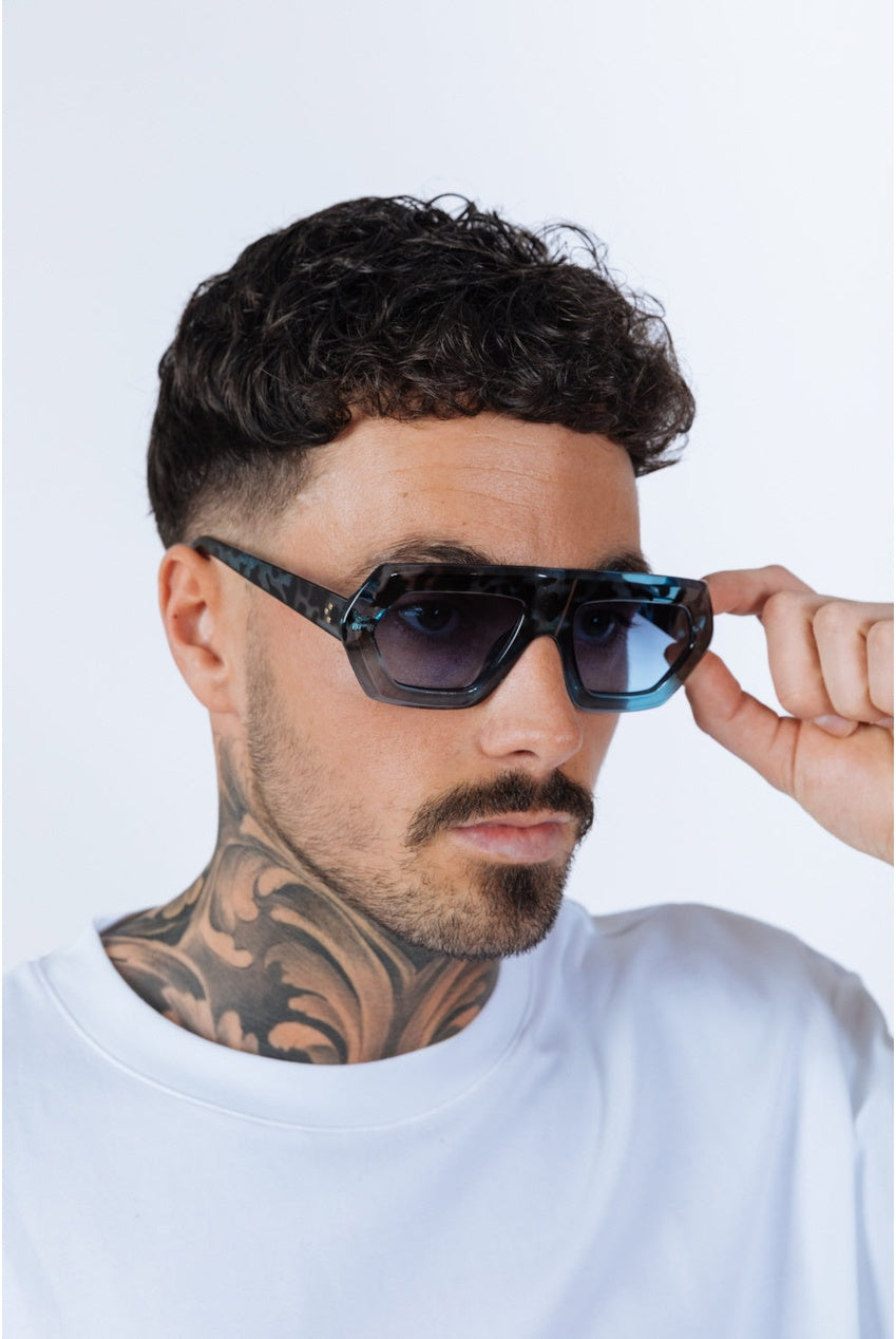 Cross-Border Flat Sunglasses In Blue Leopard SG2500620