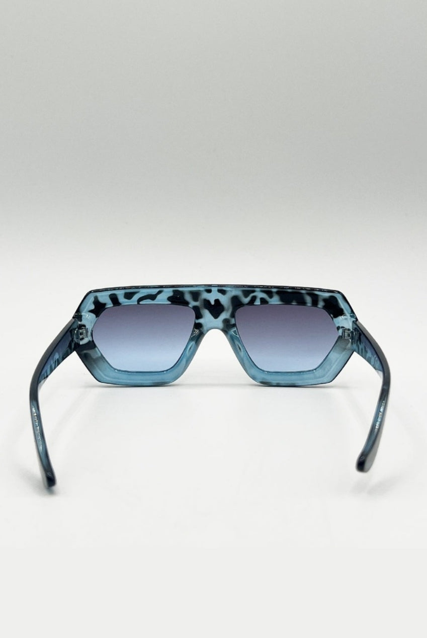 Cross-Border Flat Sunglasses In Blue Leopard SG2500620