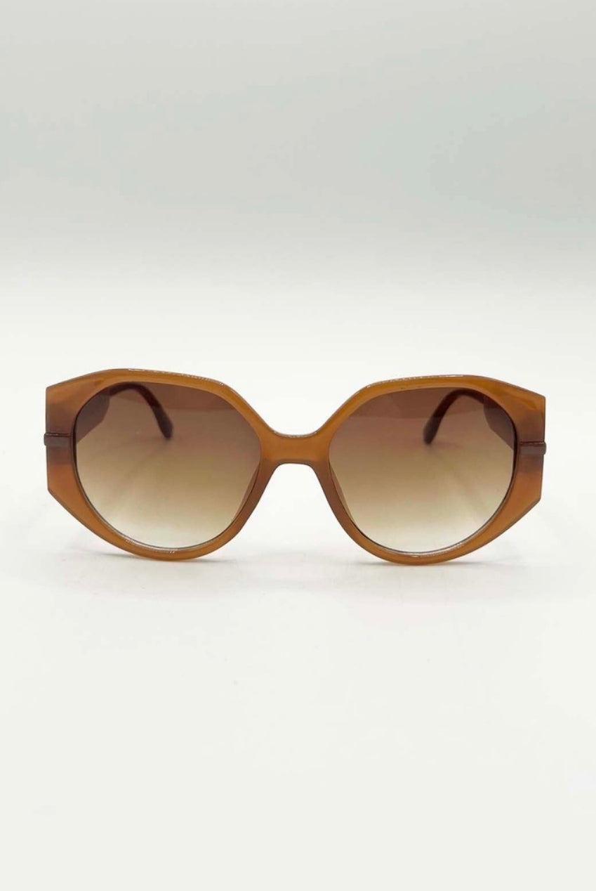 Round Circle Sunglasses In Brown SG2500806