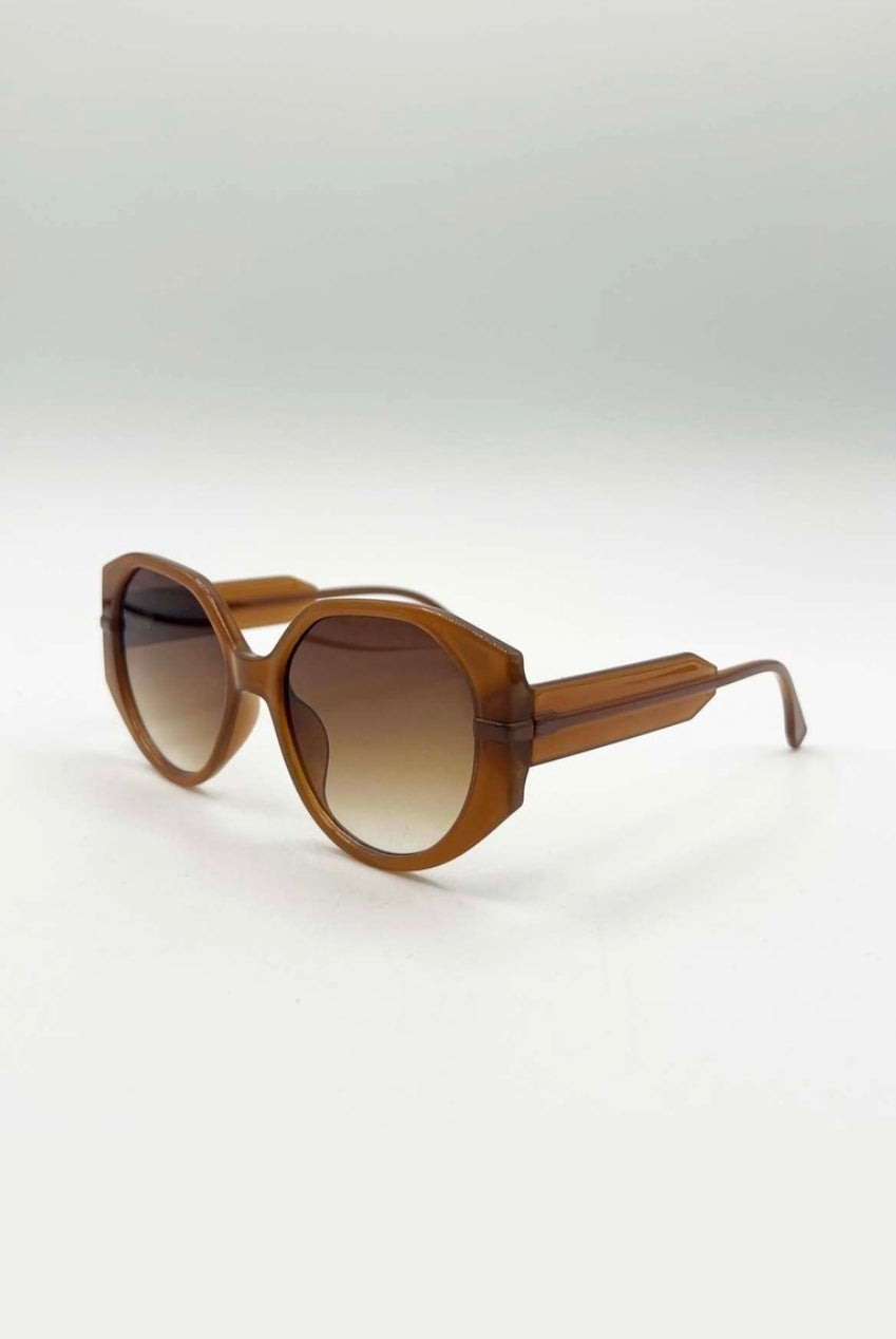 Round Circle Sunglasses In Brown SG2500806