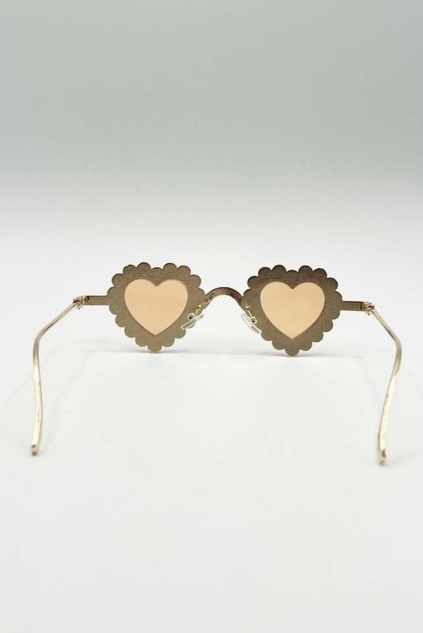 Heart Diamante Sunglasses Gold Champagne SG2500924