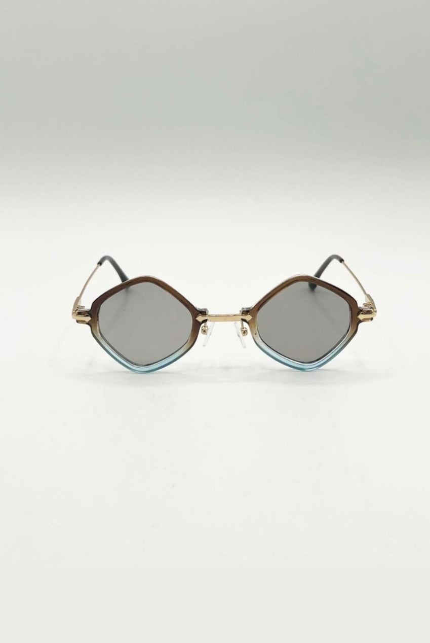 Diamond Shape Sunglasses In Brown Blue SG2501101