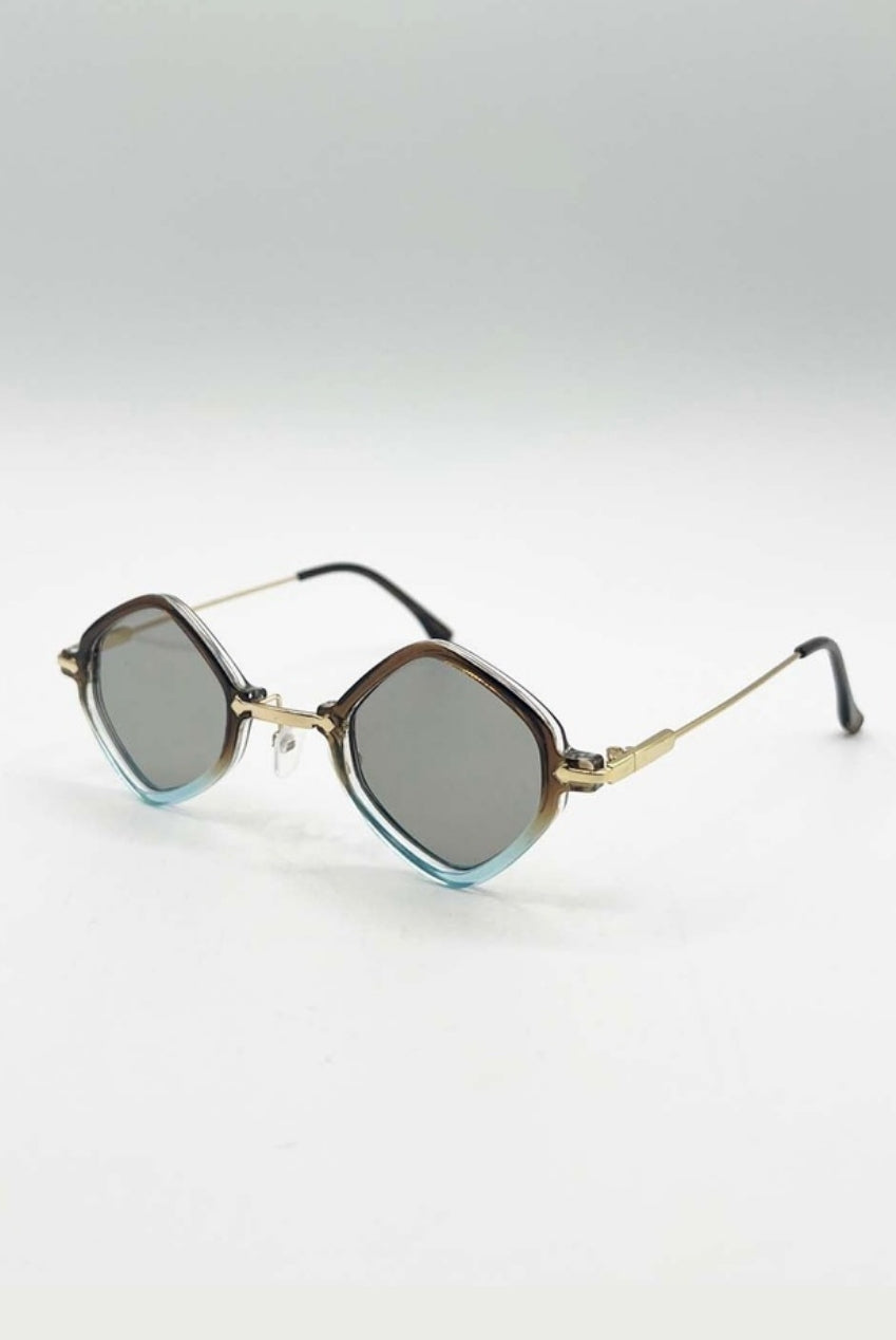 Diamond Shape Sunglasses In Brown Blue SG2501101