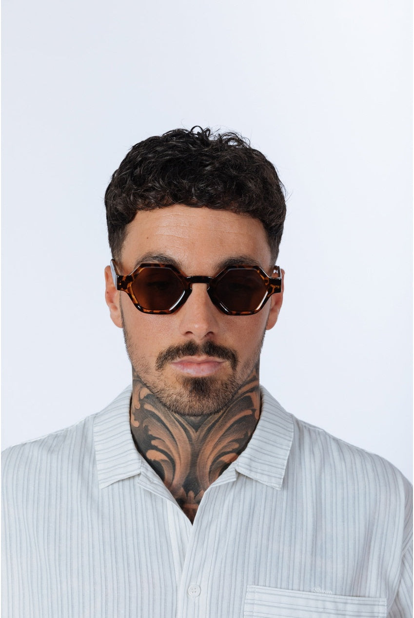 Round Hexagon Sunglasses In Tortoiseshell SG2501205