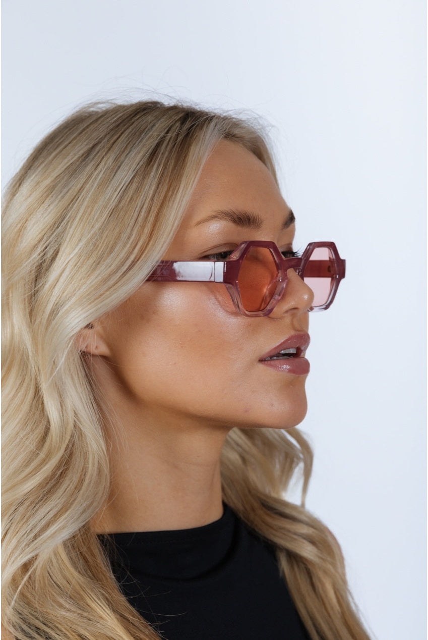 Round Hexagon Sunglasses In Pink SG2501209