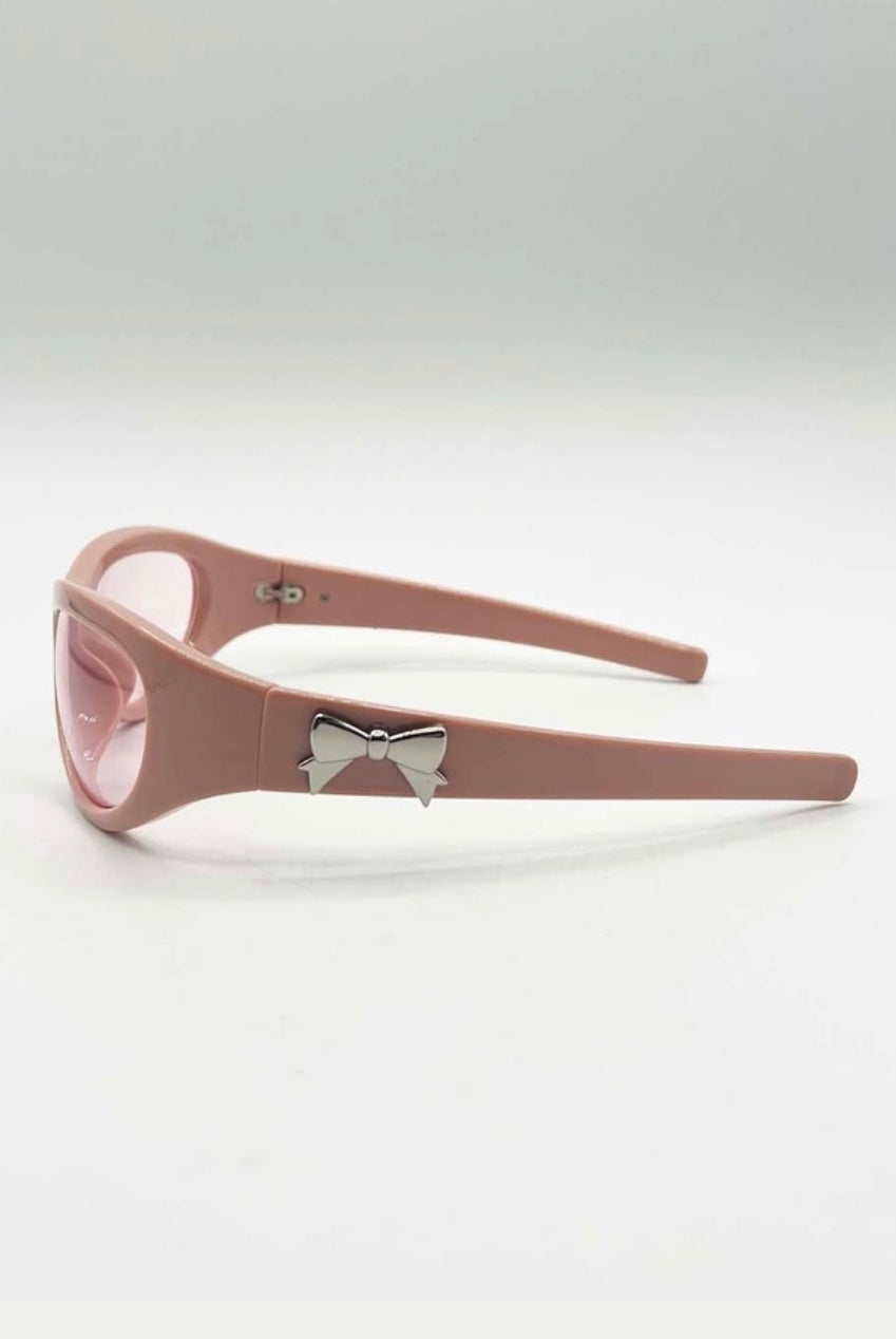 Wrap Around Racer Bow Sunglasses In Pink SG2501709