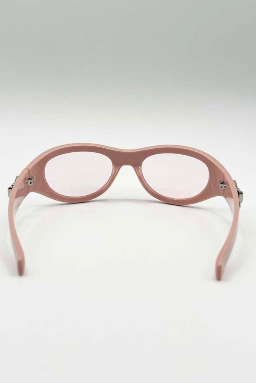 Wrap Around Racer Bow Sunglasses In Pink SG2501709