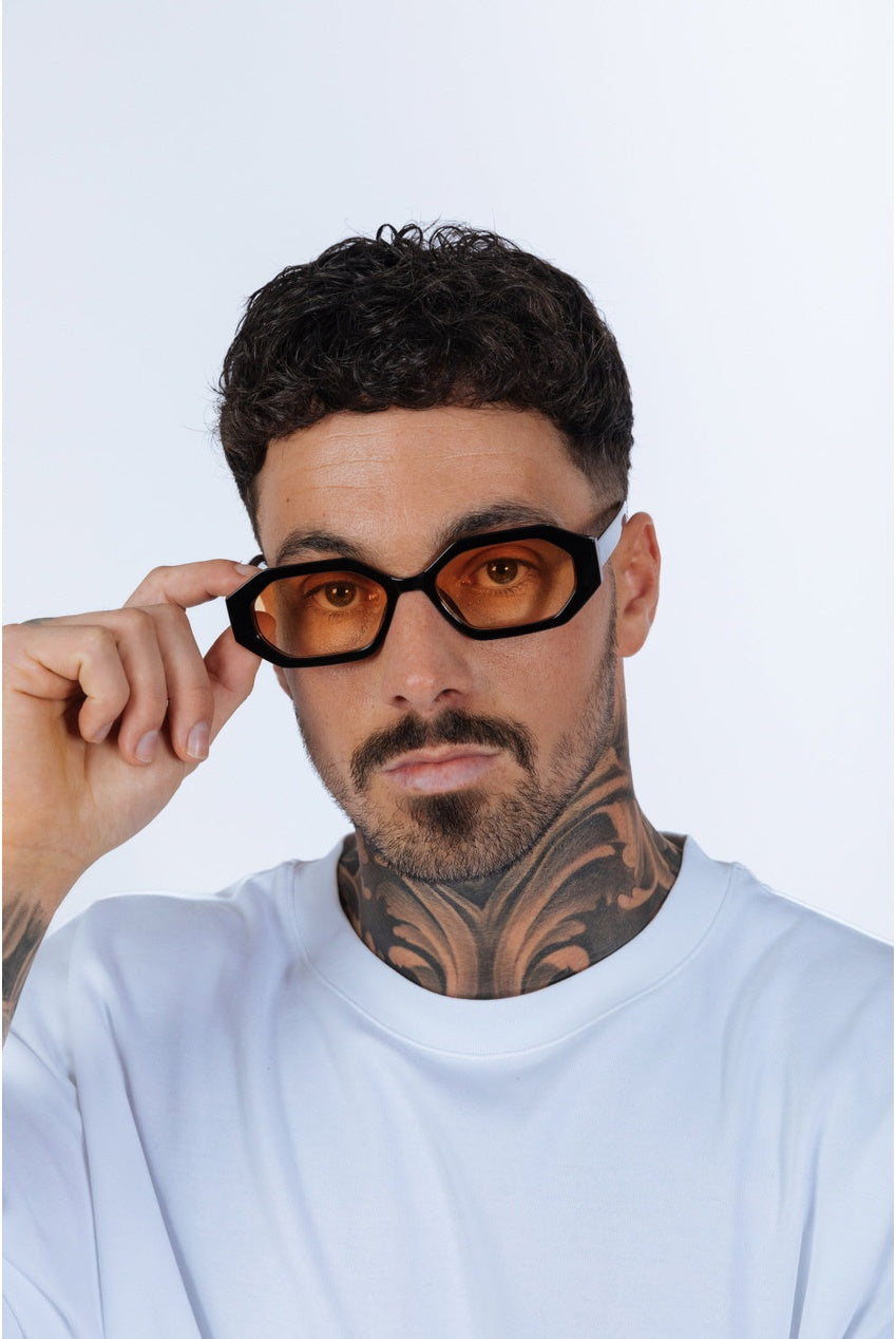 Oval Geomentric Sunglasses In Black Orange SG2502002