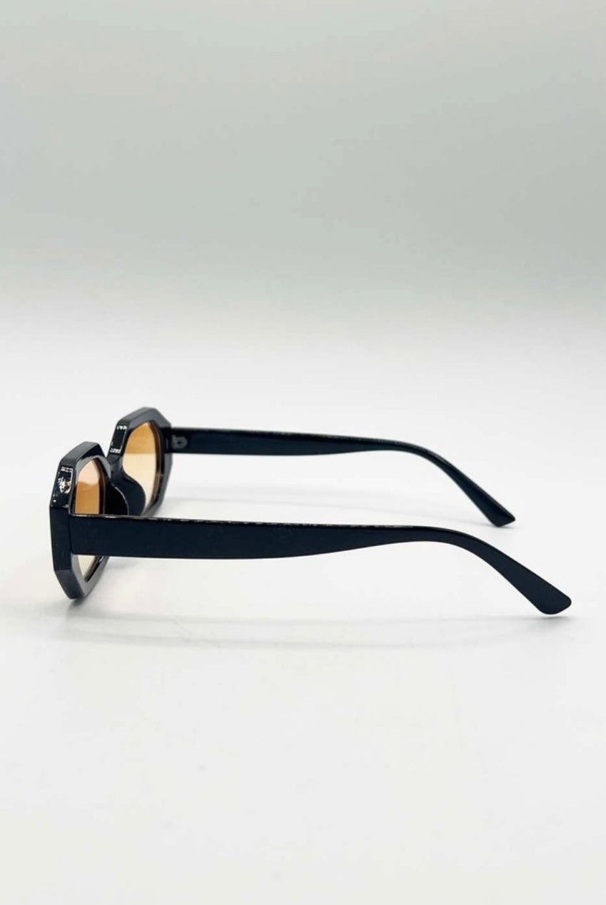 Oval Geomentric Sunglasses In Black Orange SG2502002