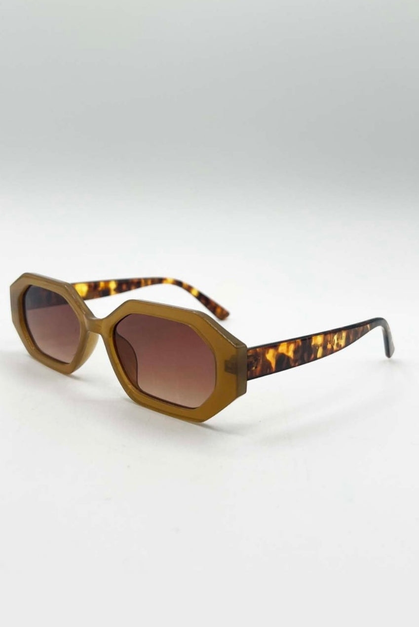 Oval Geomentric Sunglasses In Tortoise Brown SG2502006