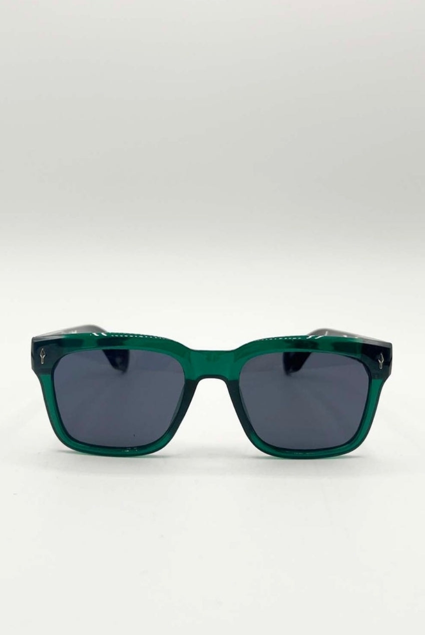 Square Sunglasses In Green Black SG2502320