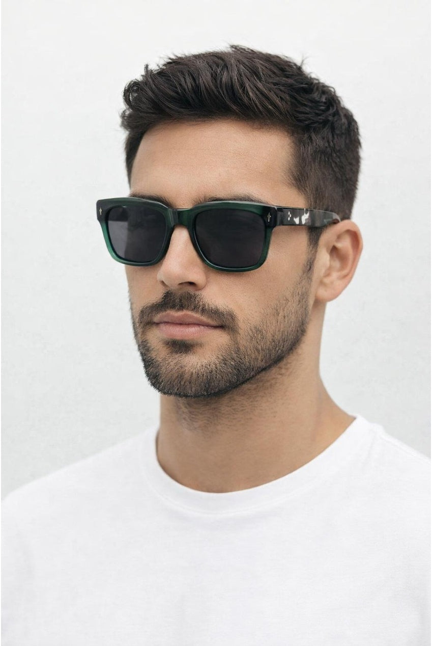 Square Sunglasses In Green Black SG2502320