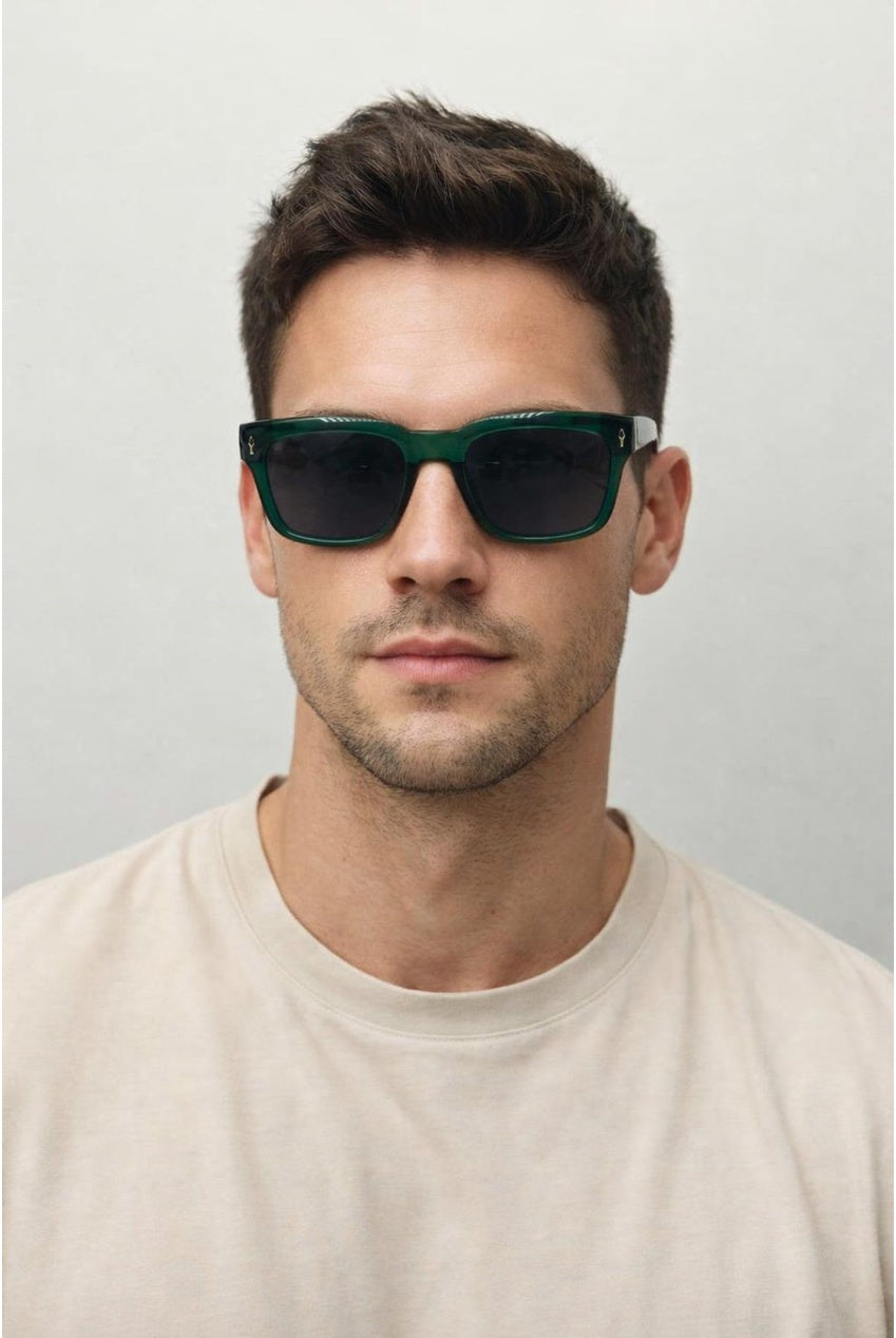 Square Sunglasses In Green Black SG2502320