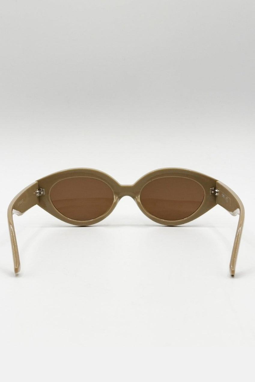 Retro Small Oval Sunglasses Beige SG2502528