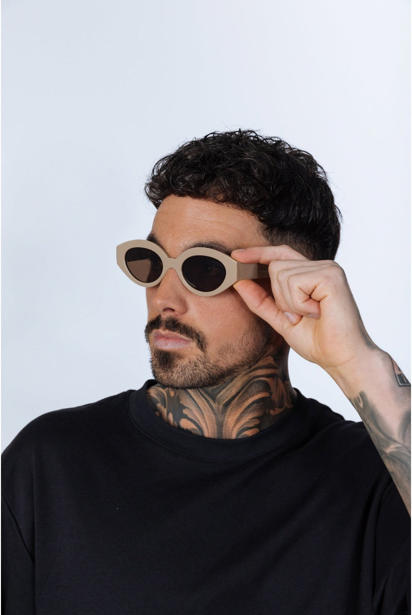 Retro Small Oval Sunglasses Beige SG2502528