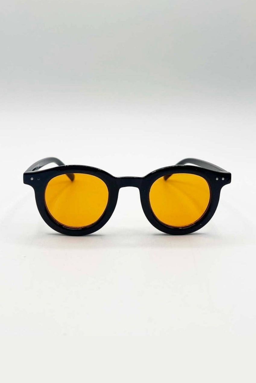 Bold Rounded Sunglasses In Black Orange SG2502713