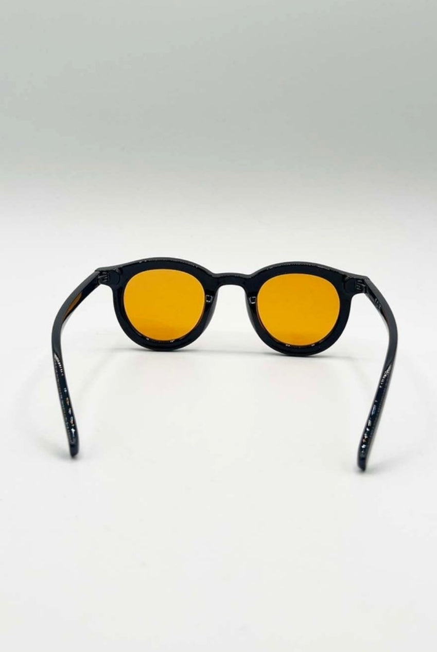 Bold Rounded Sunglasses In Black Orange SG2502713