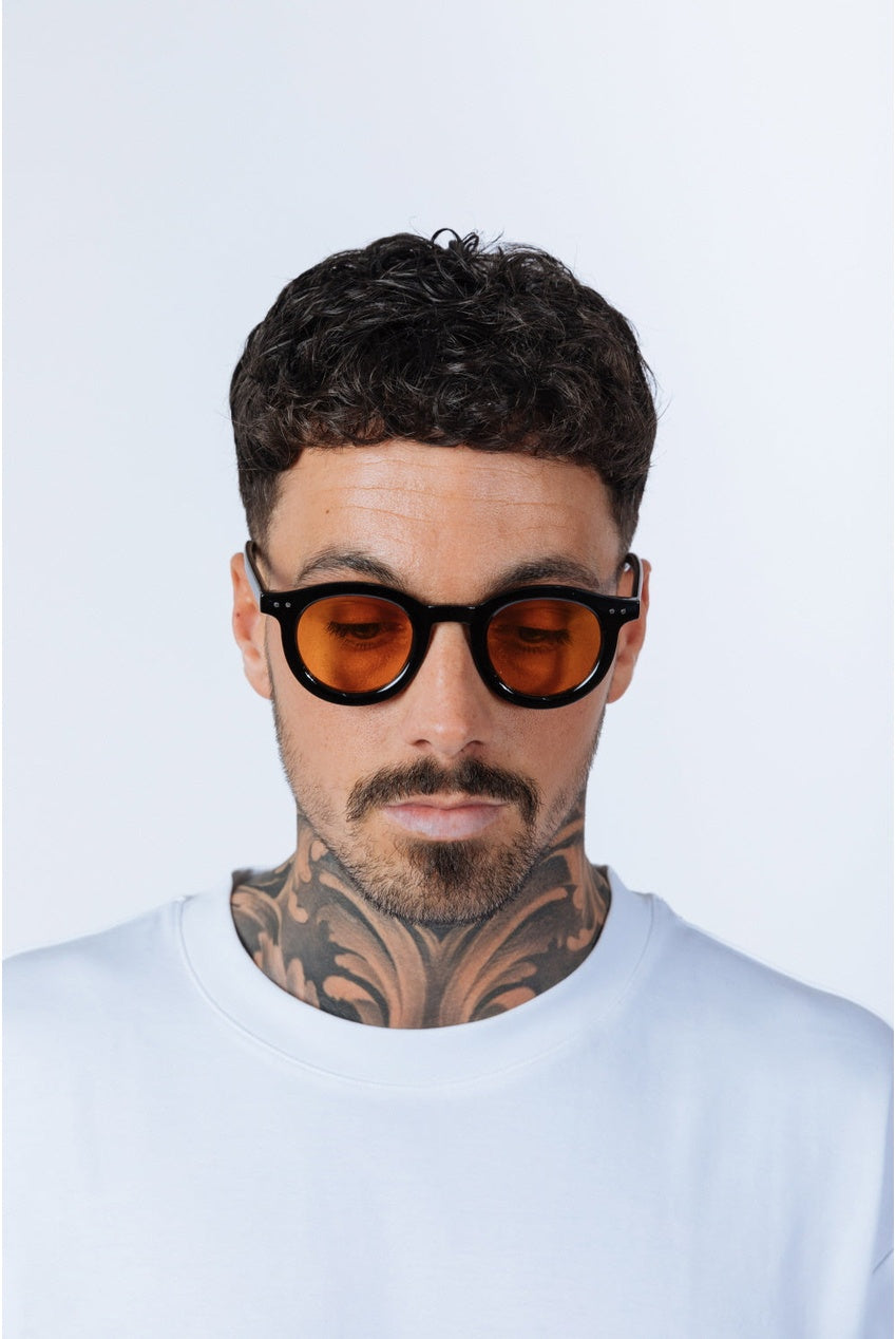 Bold Rounded Sunglasses In Black Orange SG2502713