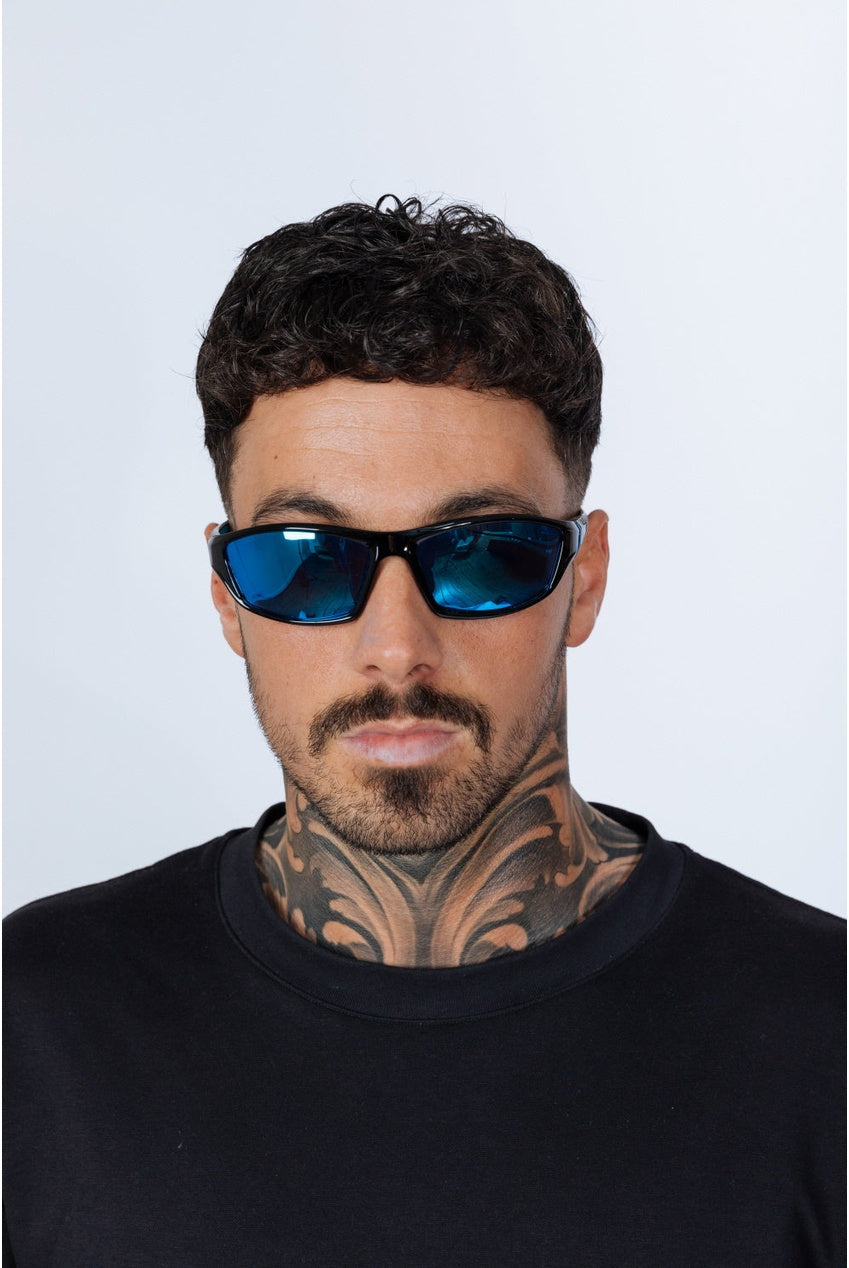 Outdoor Racer Sunglasses In Black Blue With Hard Case SG2502820
