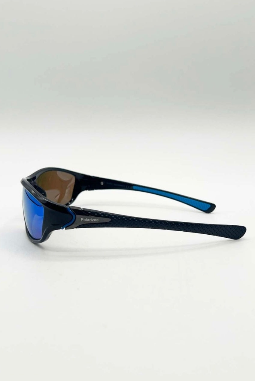 Outdoor Racer Sunglasses In Black Blue With Hard Case SG2502820