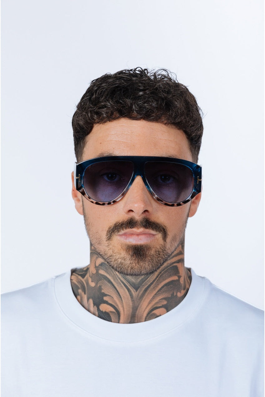 Oversized Rounded Sunglasses Blue Black SG2502901