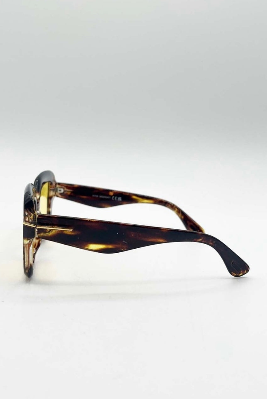 Bold Square Sunglasses In Leopard Yellow SG2503001
