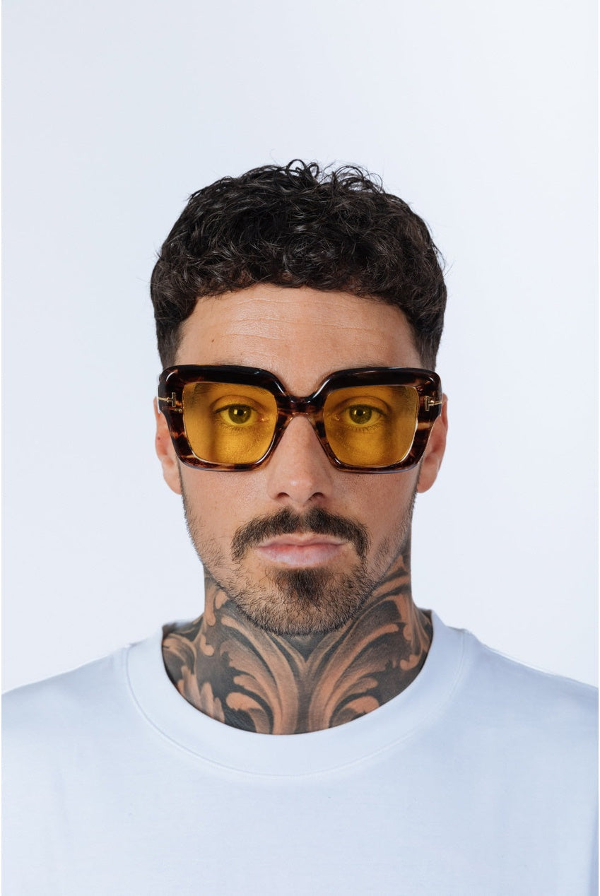 Bold Square Sunglasses In Leopard Yellow SG2503001