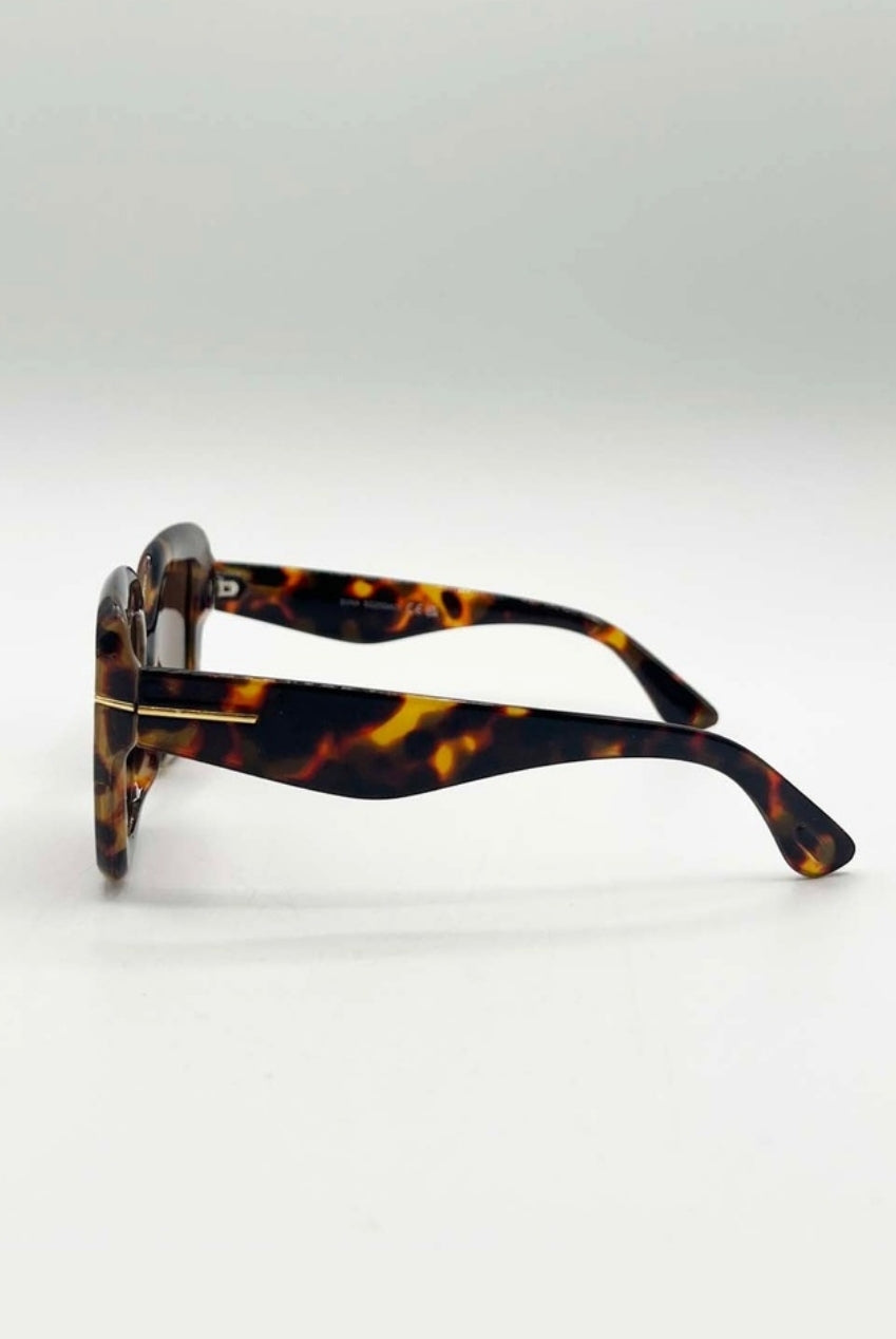Bold Square Sunglasses In Leopard Brown SG2503005