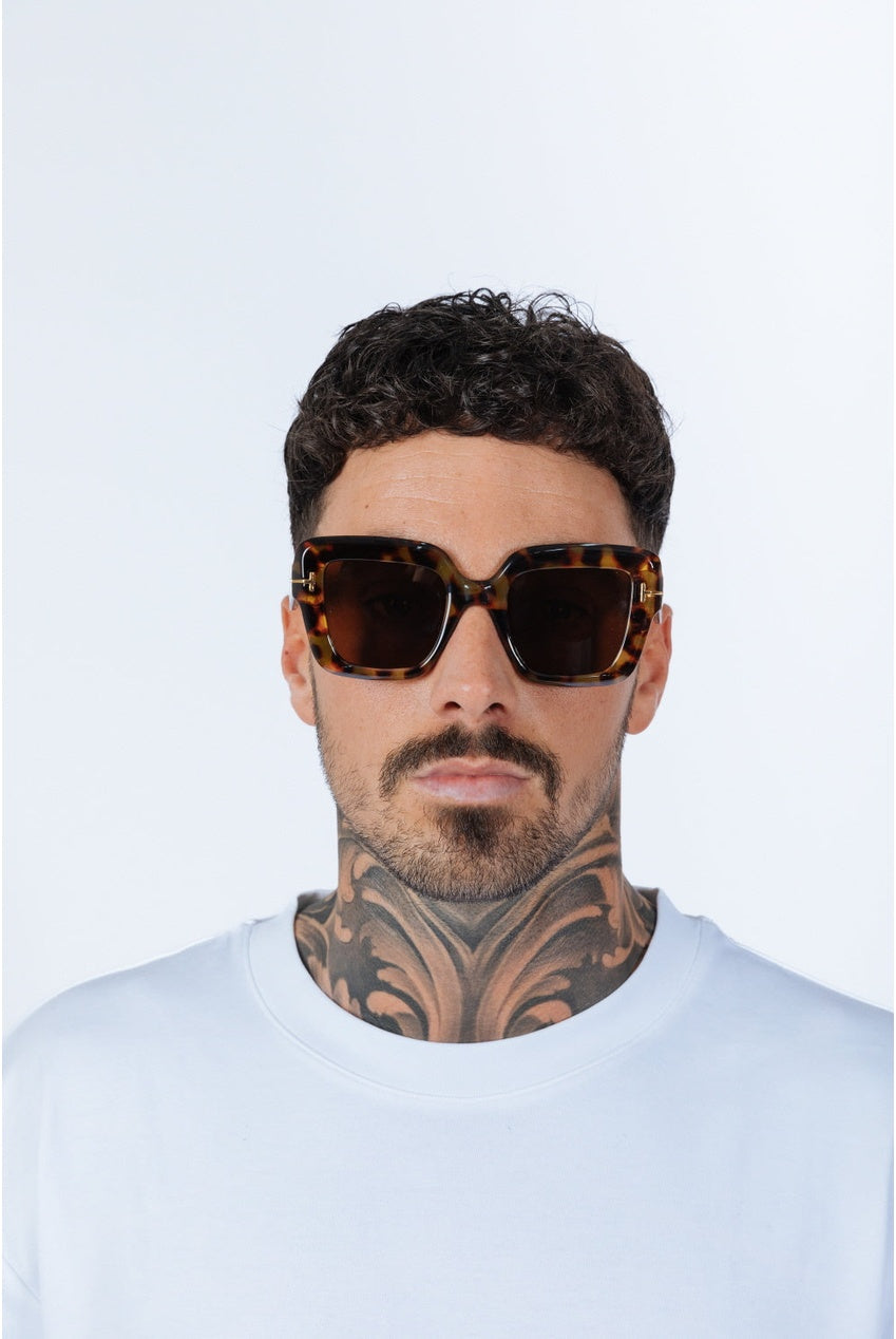 Bold Square Sunglasses In Leopard Brown SG2503005