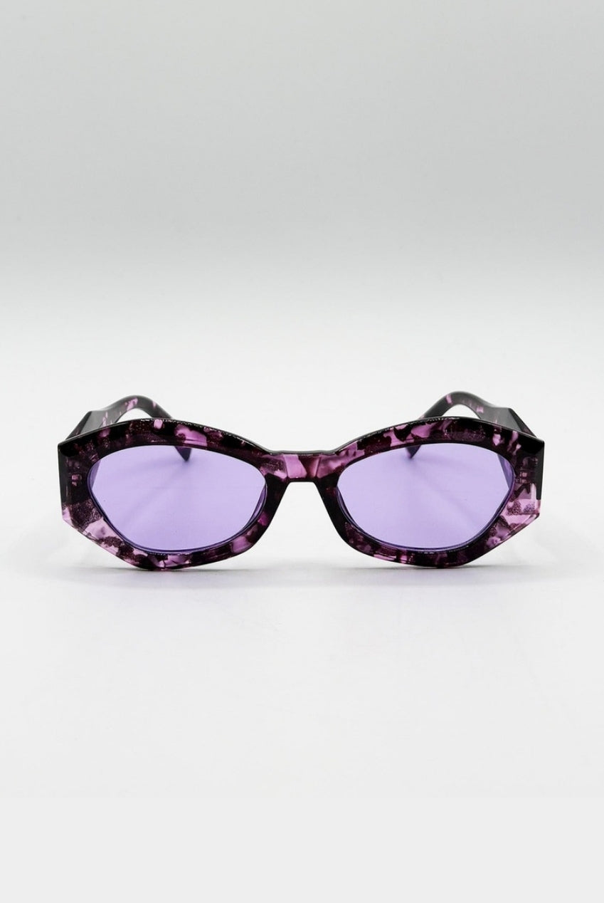 Retro Polygonal Cat-Eye Sunglasses In Purple SG2503203