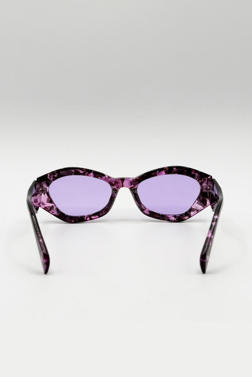 Retro Polygonal Cat-Eye Sunglasses In Purple SG2503203