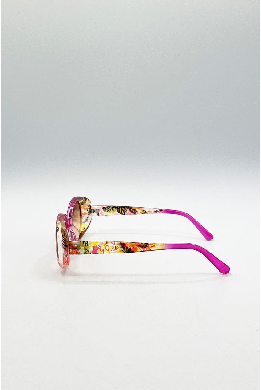 Floral Pink Oval Sunglasses SG2503509