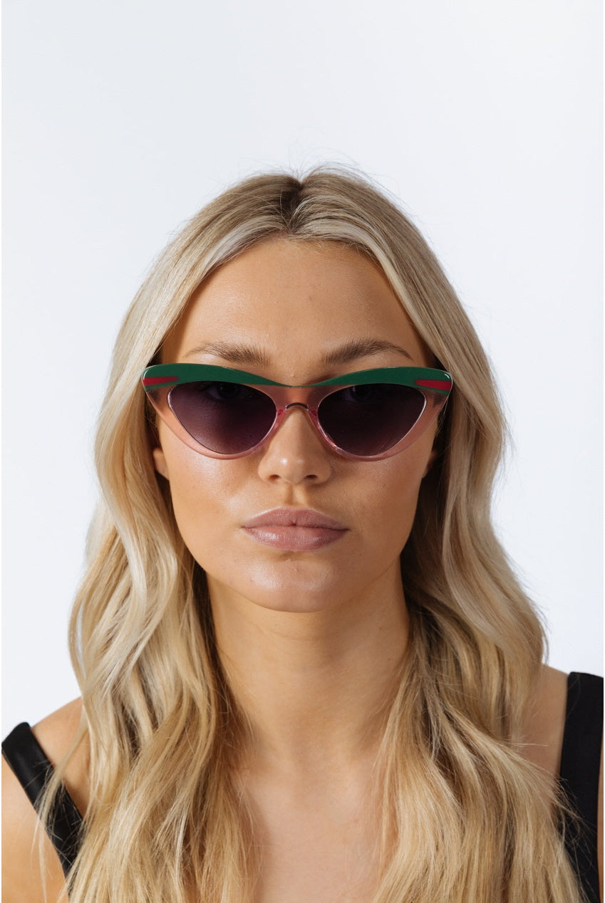 Two Tone Cat-Eye Sunglasses In Pink Green SG2510009