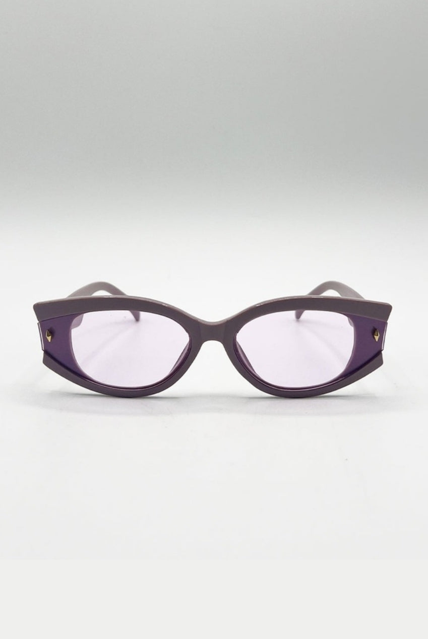 Oval Rectangular Vintage Sunglasses In Purple SG2510103