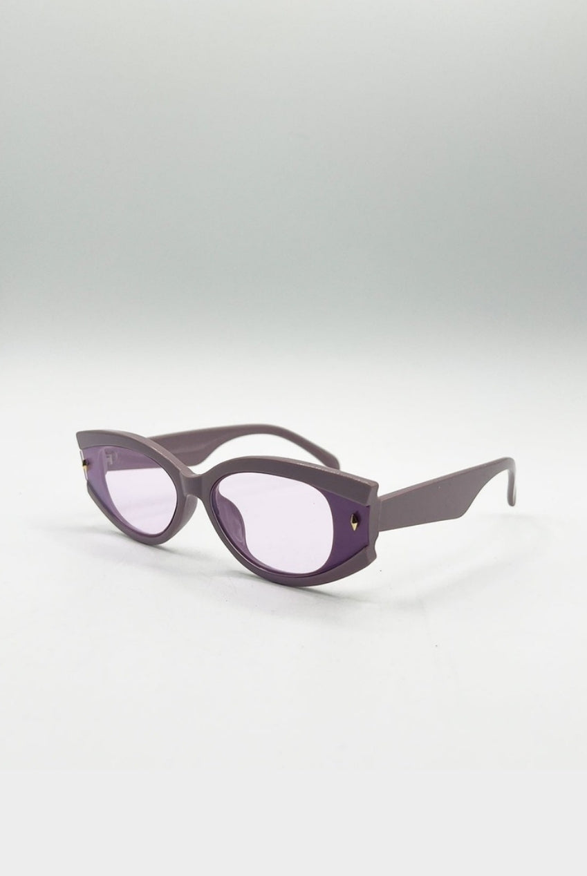 Oval Rectangular Vintage Sunglasses In Purple SG2510103
