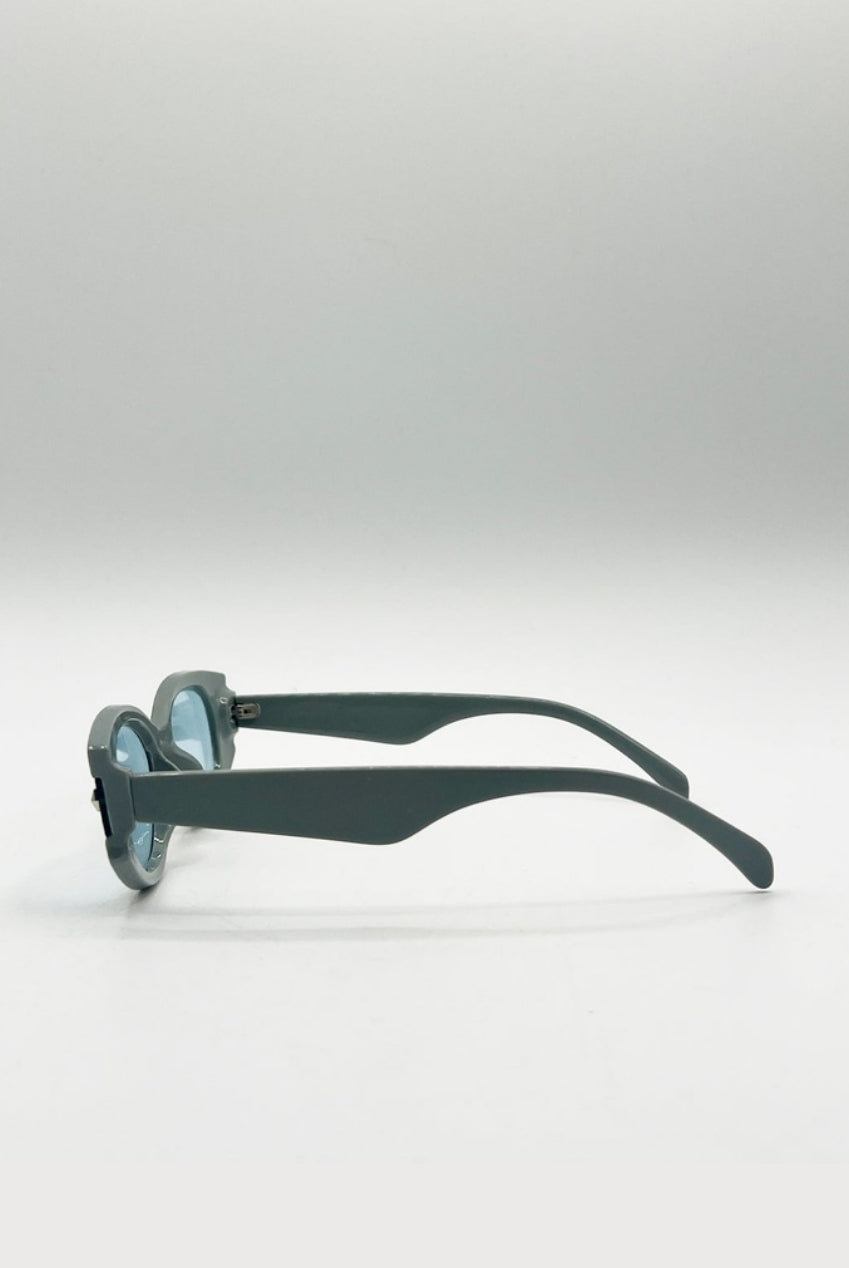 Oval Rectangular Vintage Sunglasses In Blue SG2510120