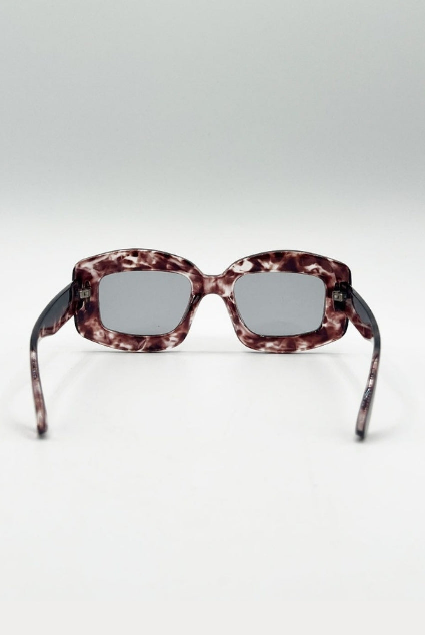 Oversized Chunky Rectangle Sunglasses In Brown Multi SG2510206