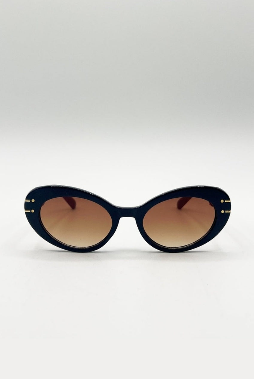 Oval Cat-Eye Sunglasses In Navy Red SG2510415