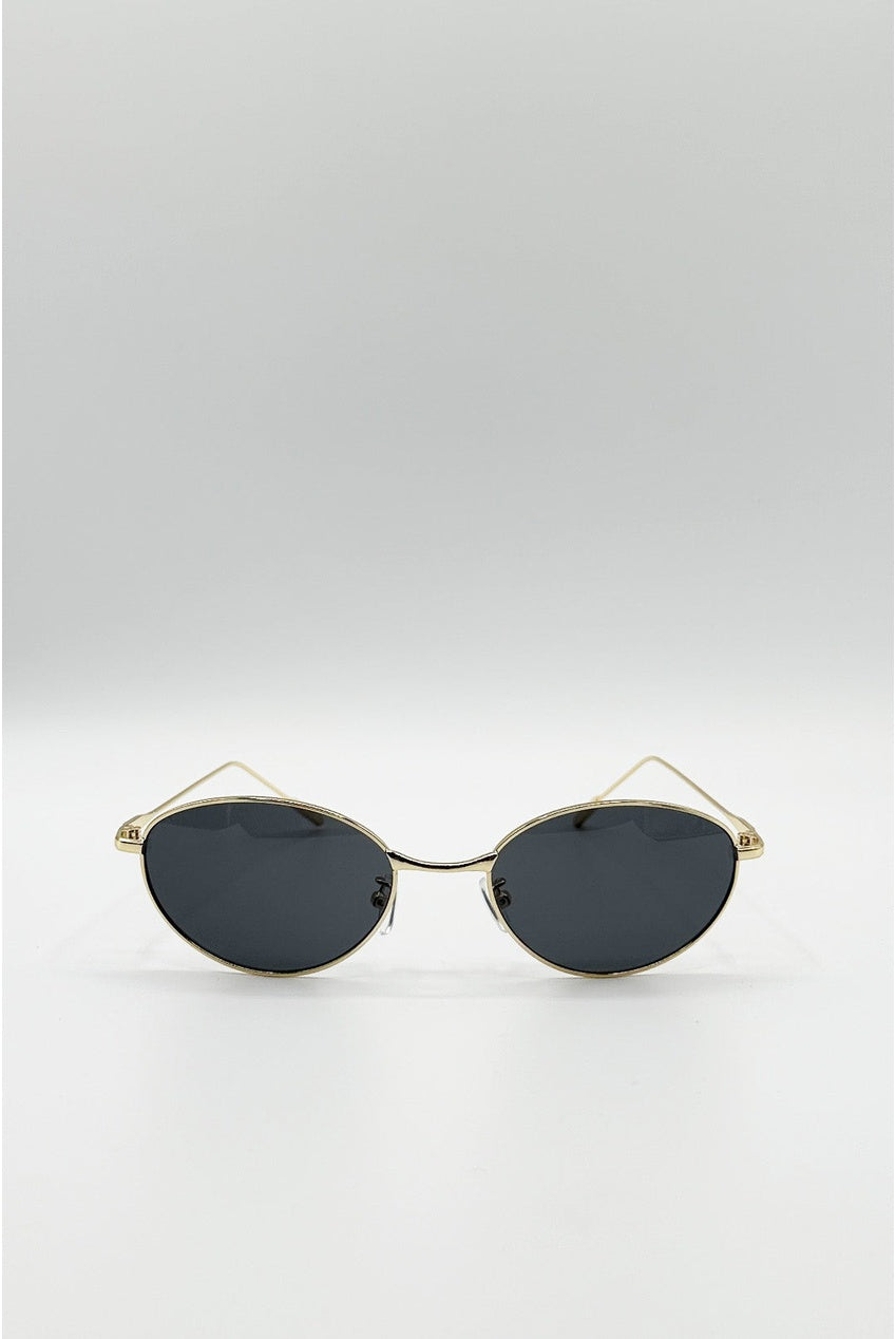Metal Oval Cat Eye Sunglasses In Black SG2600002