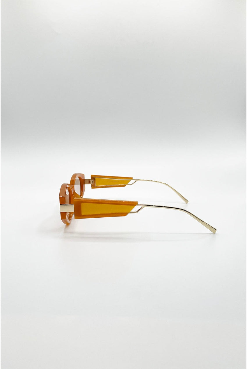 Oval Metal Detail Sunglasses In Orange SG2600213