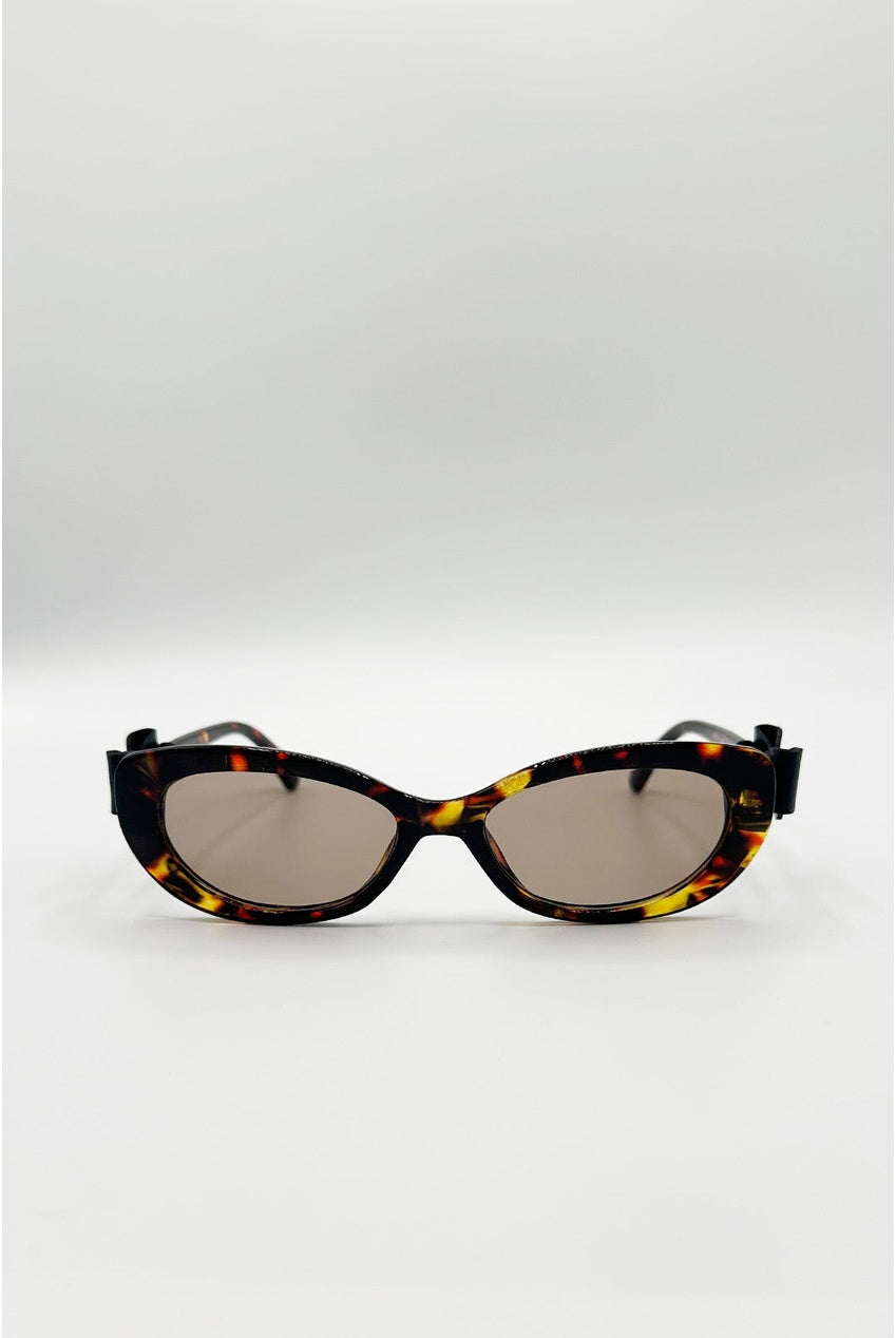 Bow Side Detail Sunglasses In Tortoiseshell - Removeable Bow SG2601005